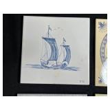 Assorted Decorative Blue and White Ceramic Lot with Creamer, Sugar Bowl, and Dutch Tiles Inc McClaine