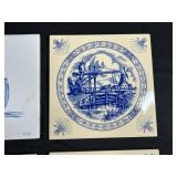 Assorted Decorative Blue and White Ceramic Lot with Creamer, Sugar Bowl, and Dutch Tiles Inc McClaine