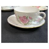 Set of 5 Vintage Porcelain Tea Cups and Saucers Assorted Floral Patterns