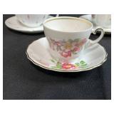 Set of 5 Vintage Porcelain Tea Cups and Saucers Assorted Floral Patterns