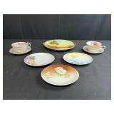 Set of Vintage Hand Painted Japanese Plates and Teacups