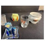 Collection of Vintage Miniature Glassware, Souvenir Shot Glasses, and Decorative Items