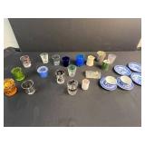 Vintage Blue Willow Japan Tea Cups, Saucers, and Shenango China Plates Collection