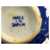 Vintage Blue Willow Japan Tea Cups, Saucers, and Shenango China Plates Collection