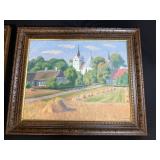 Pair of Framed Original Signed Paintings by Lillengren Rural Landscape Scenes