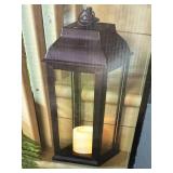 16 in Decorative Solar Outdoor Lantern with Flameless Candle