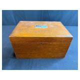 Vintage Wooden Humidor Box with Lined Interior