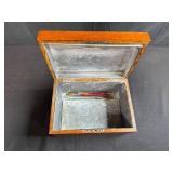 Vintage Wooden Humidor Box with Lined Interior