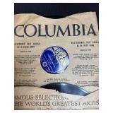 Vintage Vinyl Records, Cassette Tapes, and Wood Case Music Collection