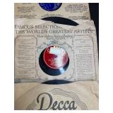 Vintage Vinyl Records, Cassette Tapes, and Wood Case Music Collection