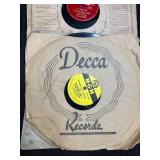 Vintage Vinyl Records, Cassette Tapes, and Wood Case Music Collection