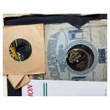 Vintage Vinyl Records, Cassette Tapes, and Wood Case Music Collection