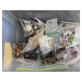Large Collection of Assorted Craft Beads and Glass Tiles in Organizer Bins