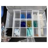 Large Collection of Assorted Craft Beads and Glass Tiles in Organizer Bins