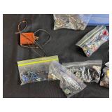 Large Collection of Assorted Craft Beads and Glass Tiles in Organizer Bins