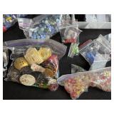 Large Collection of Assorted Craft Beads and Glass Tiles in Organizer Bins
