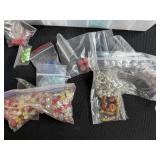 Large Collection of Assorted Craft Beads and Glass Tiles in Organizer Bins