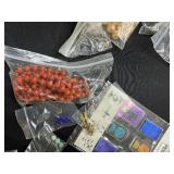 Large Collection of Assorted Craft Beads and Glass Tiles in Organizer Bins