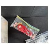 Large Collection of Assorted Craft Beads and Glass Tiles in Organizer Bins