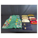 Collection of Vintage Legion Caps and Patch Vest Minnesota & Boy Scouts
