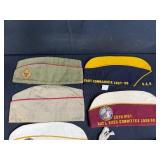 Collection of Vintage Legion Caps and Patch Vest Minnesota & Boy Scouts