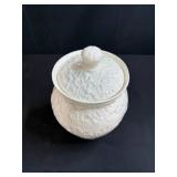 Belleek Ireland Shamrock Pattern Porcelain Canister Set with Tray and Spoon