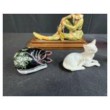 Anri Limited Ed & Numbered Harlequin Figure & Collection of Decorative Animal Figurines, Art Glass Vases