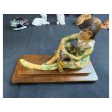 Anri Limited Ed & Numbered Harlequin Figure & Collection of Decorative Animal Figurines, Art Glass Vases