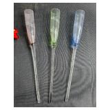Set of 5 Hand-Blown Art Glass Flutes and Glass Flower Stems