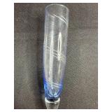 Set of 5 Hand-Blown Art Glass Flutes and Glass Flower Stems