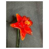 Set of 5 Hand-Blown Art Glass Flutes and Glass Flower Stems