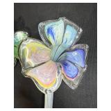 Set of 4 Hand Blown Art Glass Flowers, 16 Inch Decorative Stems