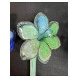 Set of 4 Hand Blown Art Glass Flowers, 16 Inch Decorative Stems