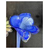 Set of 4 Hand Blown Art Glass Flowers, 16 Inch Decorative Stems