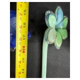 Set of 4 Hand Blown Art Glass Flowers, 16 Inch Decorative Stems