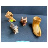 Collection of Kaiser W. Germany Horse Plates, Ceramic Dog Figurines, and Wooden Kitchenware