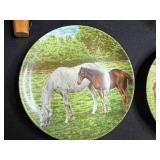 Collection of Kaiser W. Germany Horse Plates, Ceramic Dog Figurines, and Wooden Kitchenware