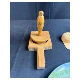 Collection of Kaiser W. Germany Horse Plates, Ceramic Dog Figurines, and Wooden Kitchenware