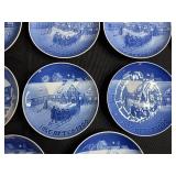 Set of 12 Royal Copenhagen Blue Christmas Collector Plates Assorted Years