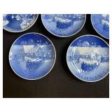 Set of 12 Royal Copenhagen Blue Christmas Collector Plates Assorted Years