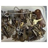 Bulk Lot of Vintage Keys and Leather Key Wallet Collection