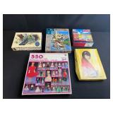 Collection of 5 Assorted Jigsaw Puzzles Barbie, Butterflies, Scandinavia, and More
