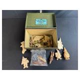 Box of Vintage Wooden Carved Figurines and Shapes Assortment