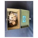 Box of Vintage Wooden Carved Figurines and Shapes Assortment