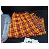 Crafting Supplies Lot with Plaid Fabric, Stencils, Playing Cards, and Scrapbooking Materials