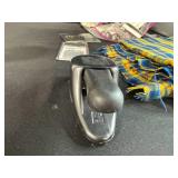 Crafting Supplies Lot with Plaid Fabric, Stencils, Playing Cards, and Scrapbooking Materials