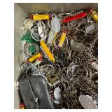 Large Tote of Motel Keychains, Tag Chains, and Novelty Keyrings