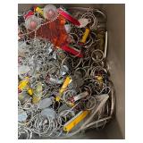 Large Tote of Motel Keychains, Tag Chains, and Novelty Keyrings