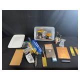 Mixed Lot of Hand Tools, Metal Stock, Blades, and Parts