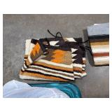 Collection of Quilts and Southwestern Throw Blankets in Storage Tote
